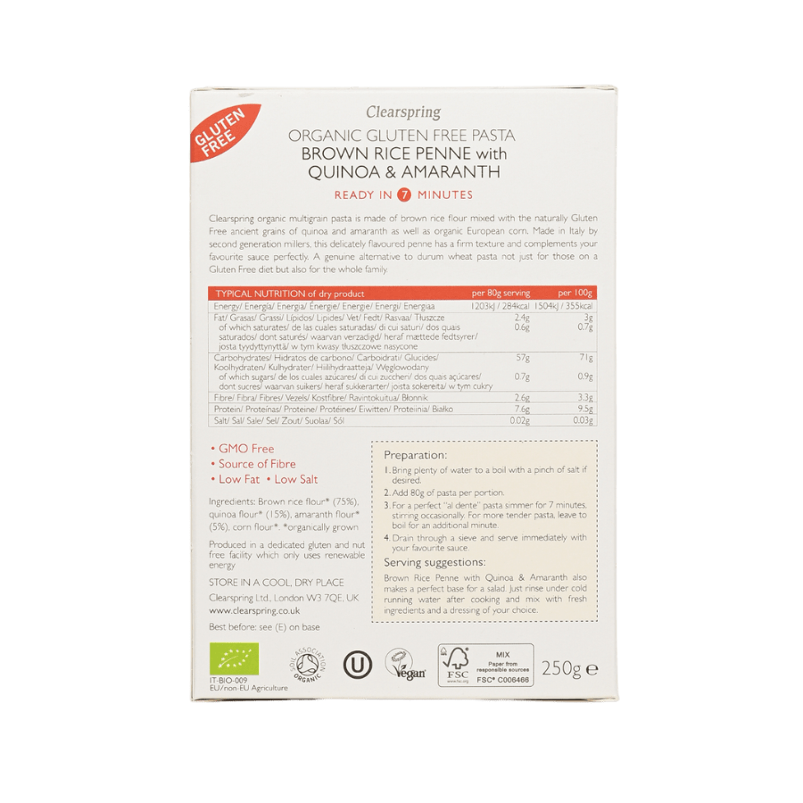 Pasta gạo lứt hữu cơ – Clearspring (250g)