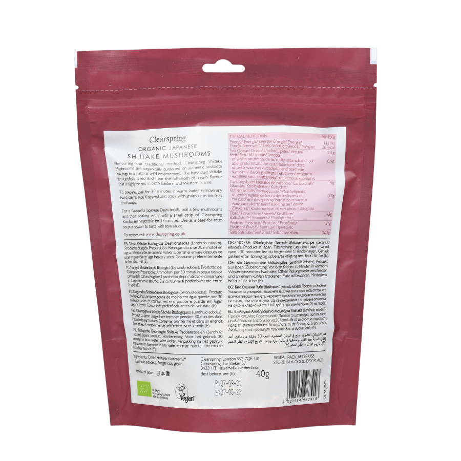 Nấm Shiitake hữu cơ – Clearspring (40g)