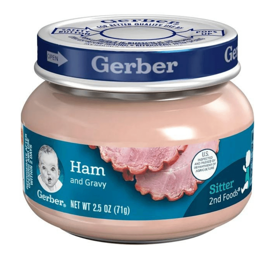 Hũ dinh dưỡng bổ sung kẽm Gerber – Ham & nước thịt – 6 month+ (71g)