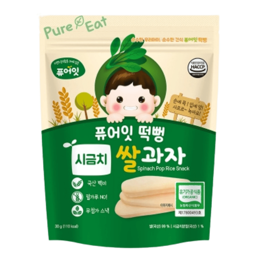 Bánh gạo Hàn Quốc hữu cơ – Rau Bina – Pure Eat (30g)
