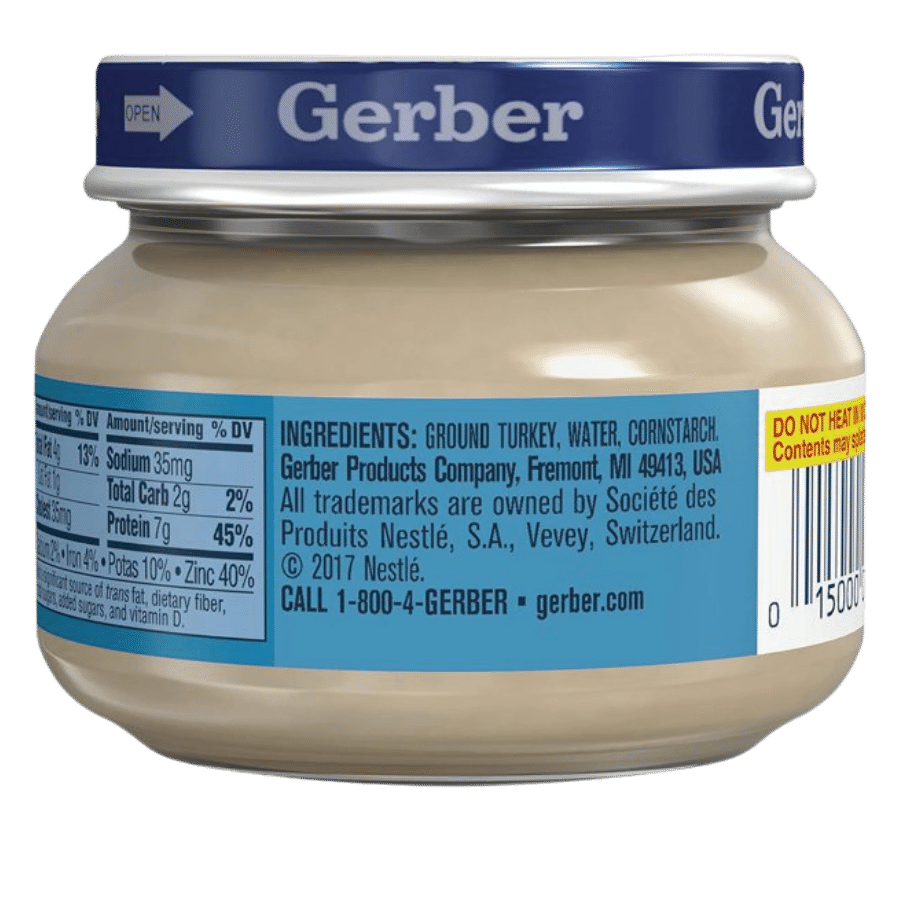 Hũ dinh dưỡng bổ sung kẽm Gerber – Thịt gà tây – 6 month+ (71g)