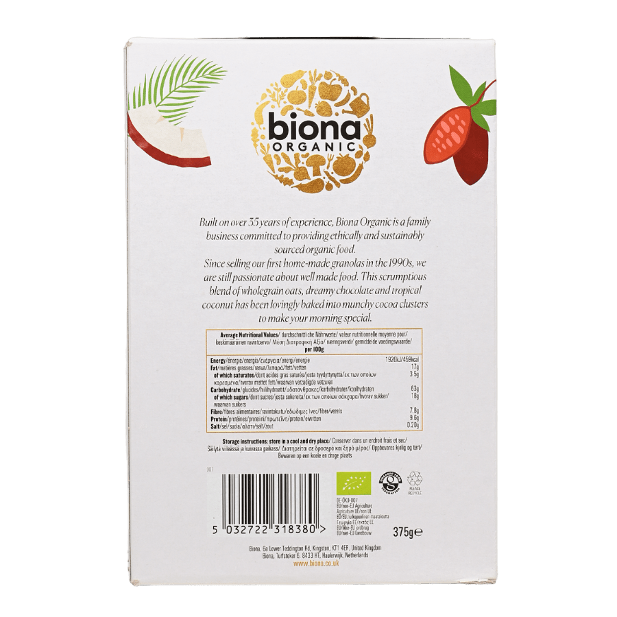 Granola hữu cơ – Socola dừa – Biona Organic (375g)