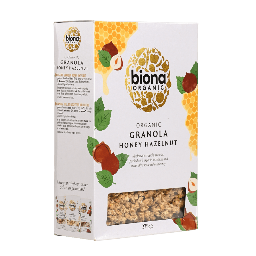 Granola hữu cơ – Hạt phỉ và mật ong – Biona Organic (375g)