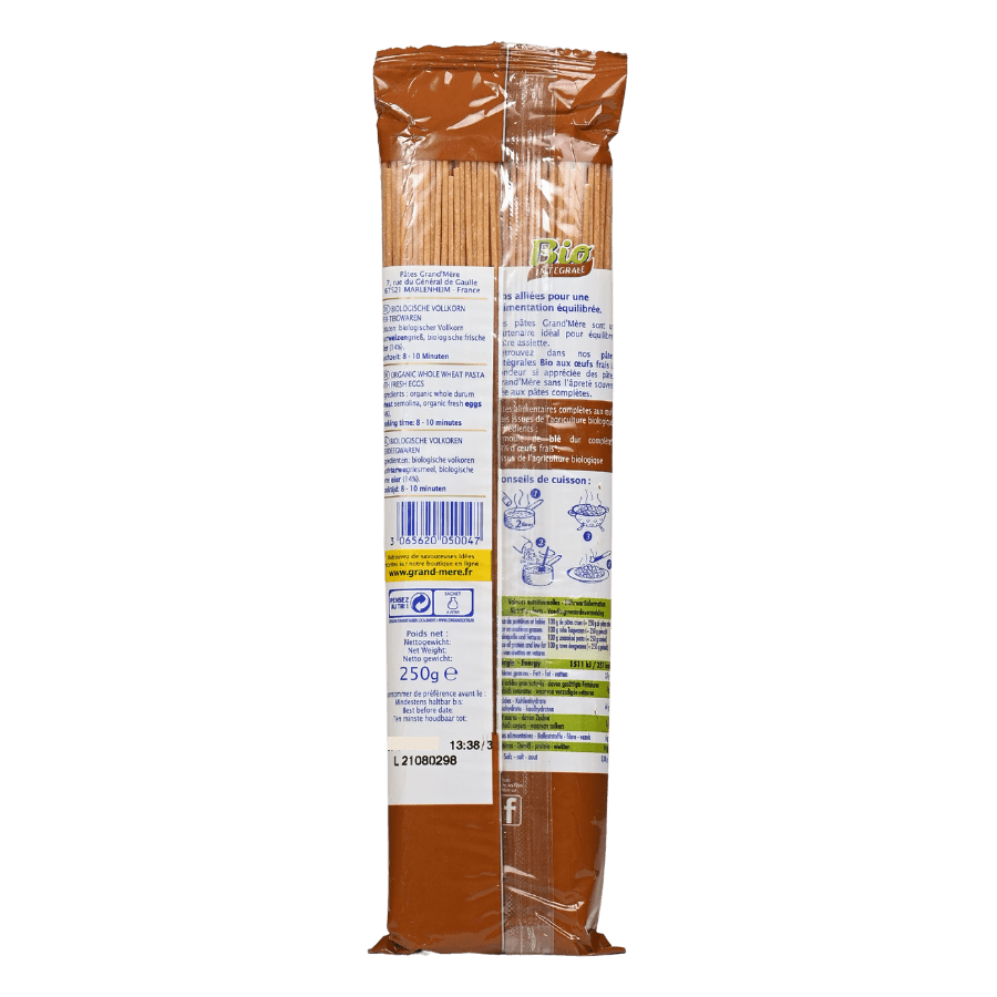 Mì Spaghetti hữu cơ nguyên cám – Grand Mère (250g)