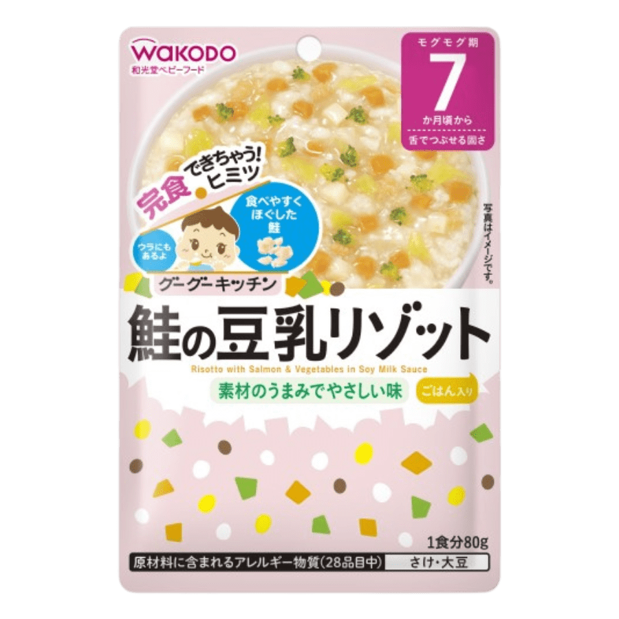 Cháo Nhật Wakodo – Cá hồi, rau củ, sữa đậu nành (80g) – 7 month+