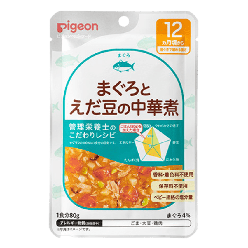 Cháo Nhật ăn dặm Pigeon – Cá ngừ và đậu nành (80g) – 12 month+