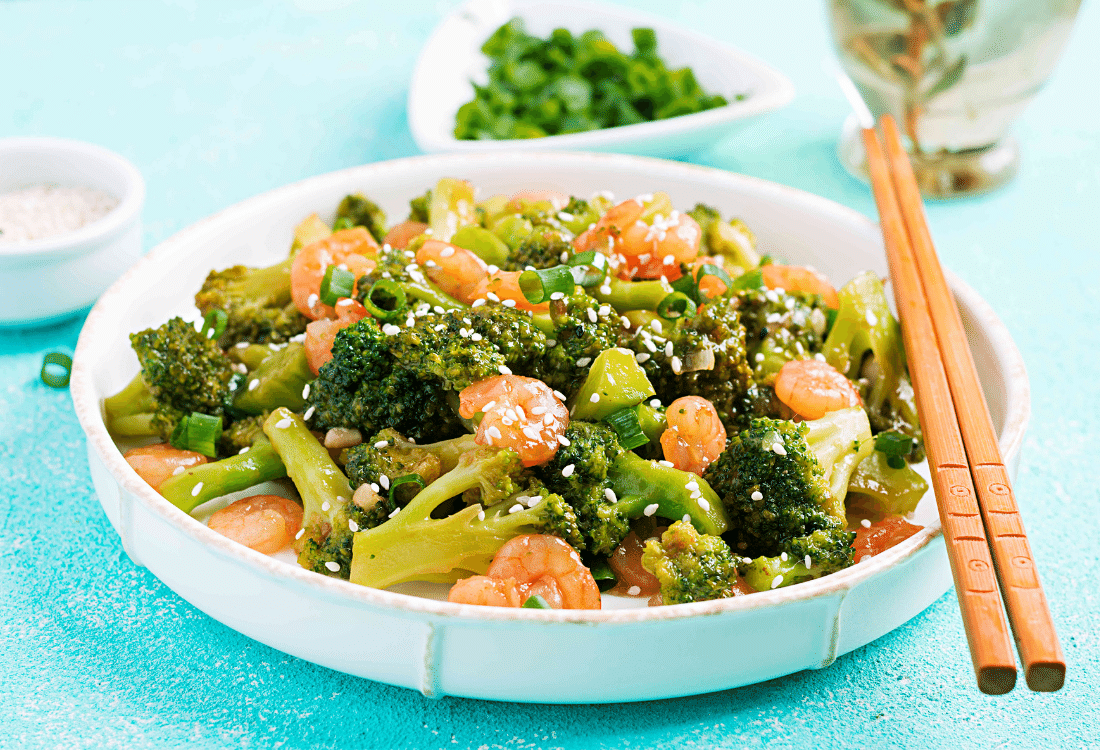 Sauteed Shrimps with Broccoli with Organic Tamari Soy Sauce