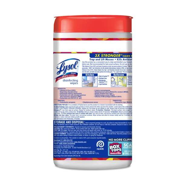 Khăn giấy ướt khử trùng Lysol – Hương Xoài và Dâm bụt (80 tờ)