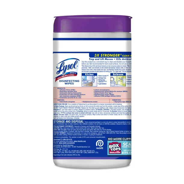 Khăn giấy ướt khử trùng đa năng Lysol – Hương hoa ly (80 tờ)