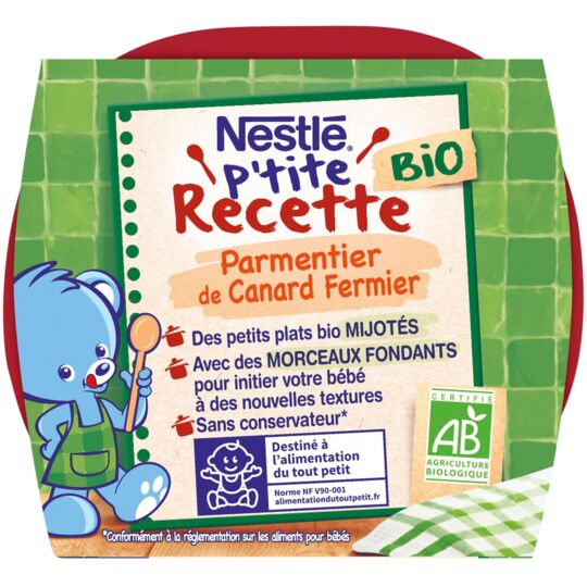 Cháo ăn dặm Nestle hữu cơ – Thịt vịt hầm – 8 month+ (380g)