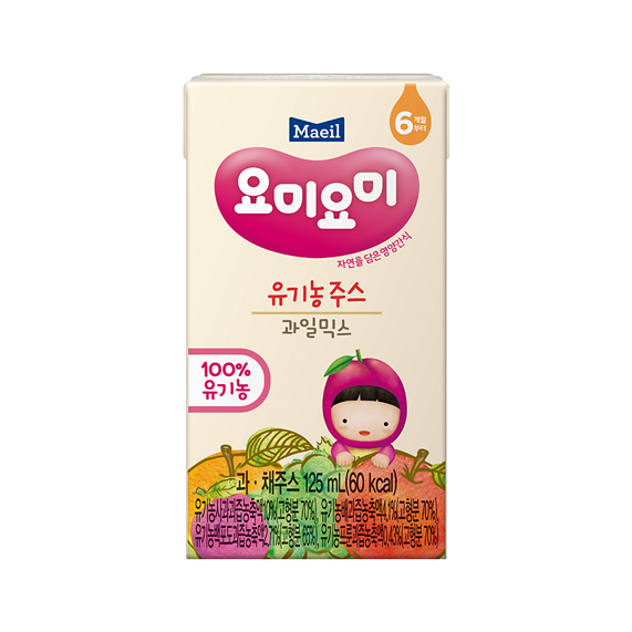 Nước ép Maeil hữu cơ – Táo, Lê, Nho, Mận (4x125ml) – 6 month+