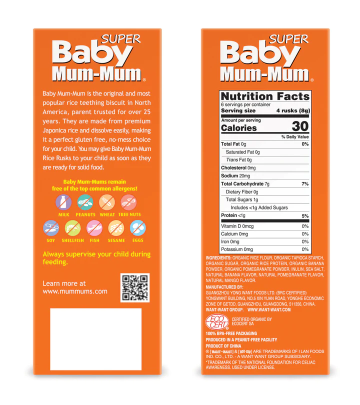 Bánh ăn dặm Baby Mum-Mum – Trái cây nhiệt đới – 6 month+ (50g)