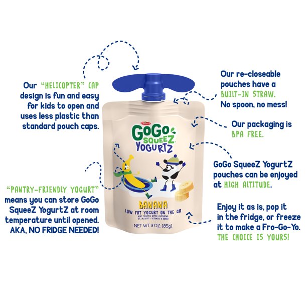 Sữa chua dạng túi GoGo – Vị Dâu, Chuối (85g) – 6 month+