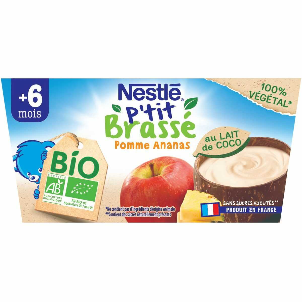 Sữa chua sữa dừa thuần chay Nestle – Vị Táo dứa (60g) – 6 month+