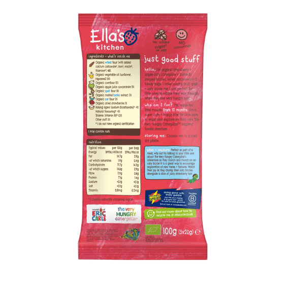 Bánh quy ăn dặm Ella’s Kitchen – Dâu, táo – 12 month+ (36g)